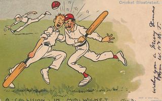 Cricket Illustrated - A Collision in Mid-wicket
