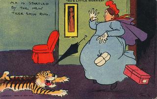 Ma’s Little Worries - She is startled by the new tiger skin rug