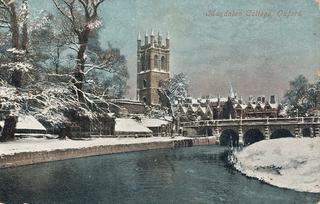 Magdalen College & Bridge in Winter