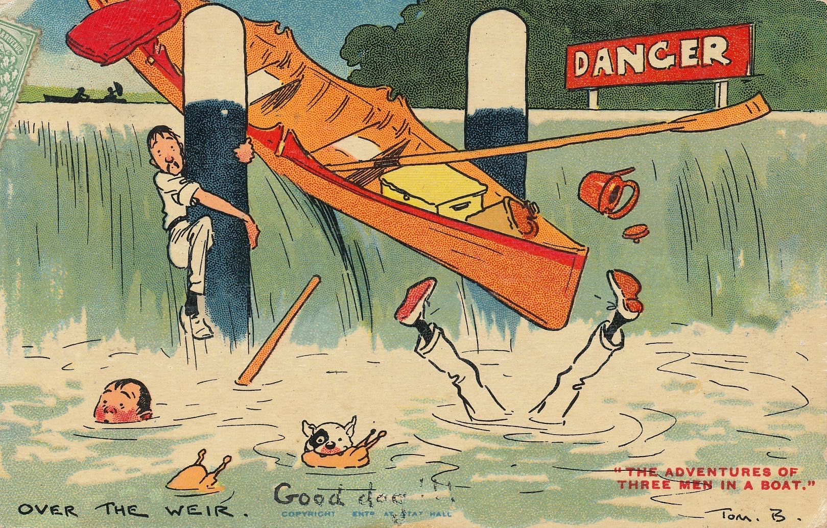 Three Men in a Boat - Over the Weir