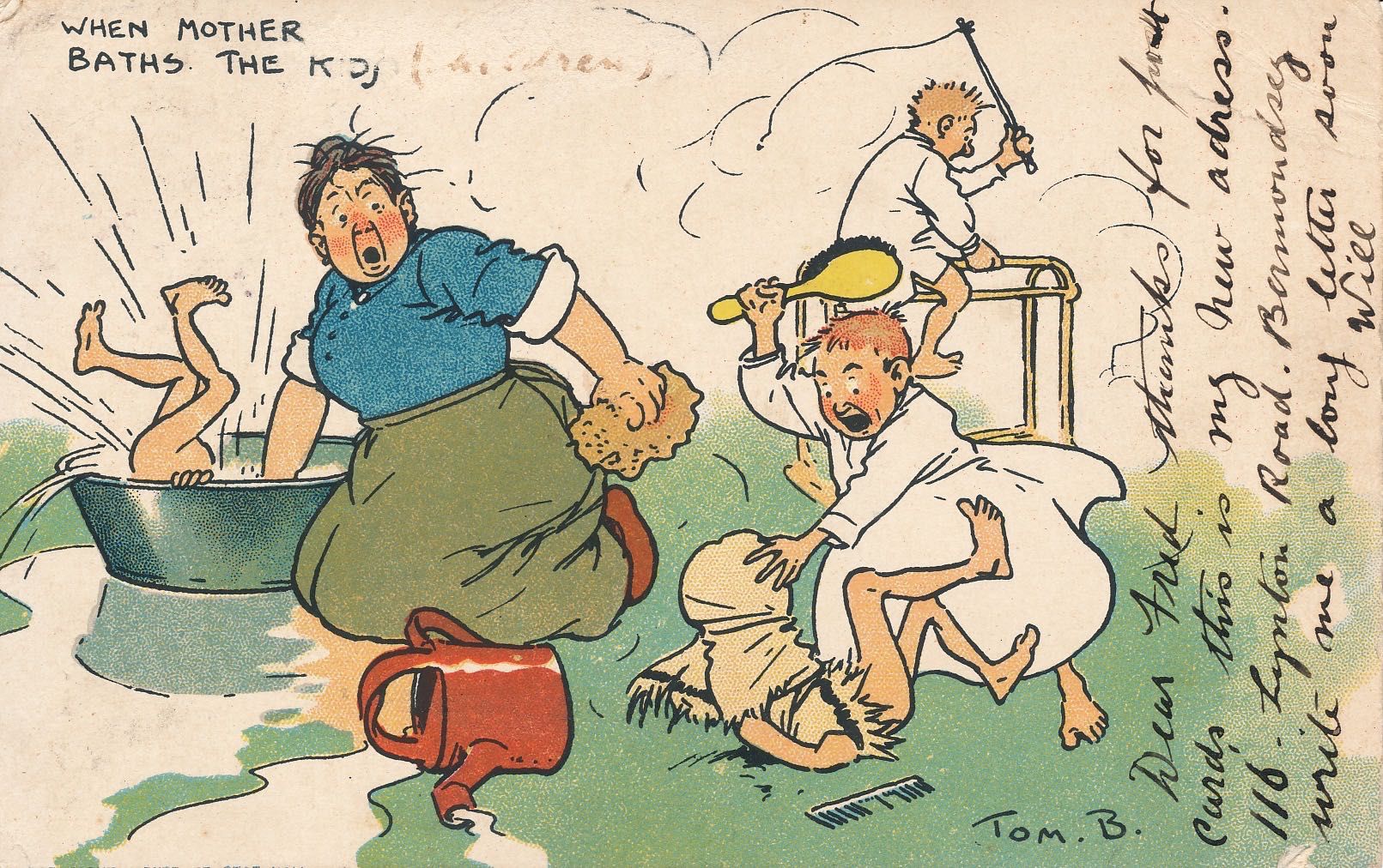 When Mother baths the kids