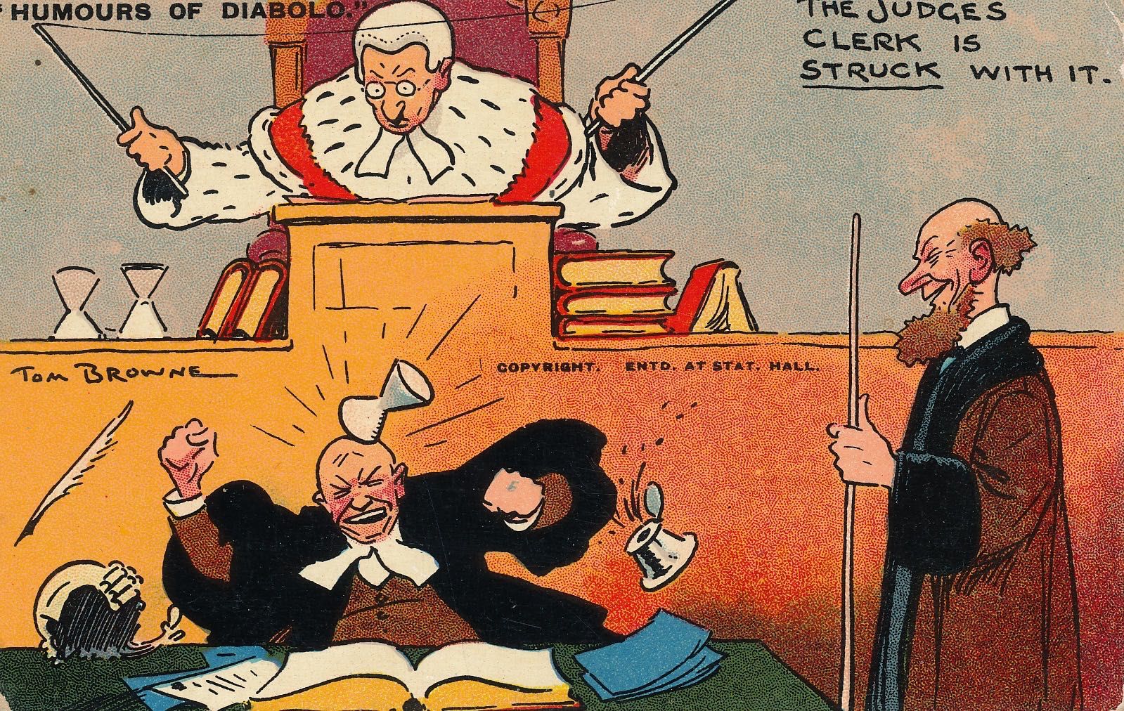 Humours of Diabolo - The Judge’s clerk is struck with it