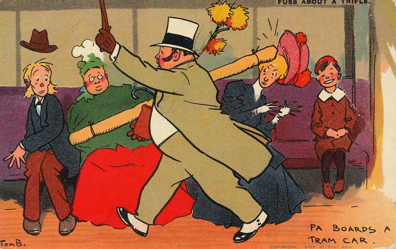 Fuss about a trifle - Pa boards a tram car