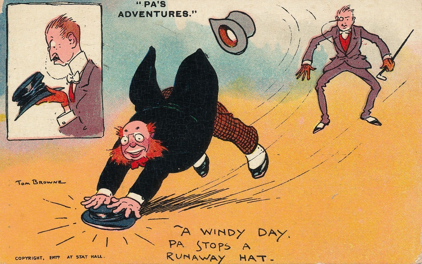 Pa’s Adventures - He stops a runaway hat.