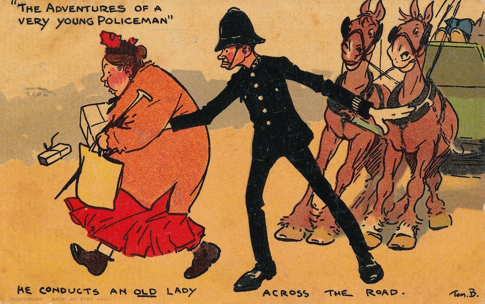 Adventures of a young policeman - He conducts an old lady across the road
