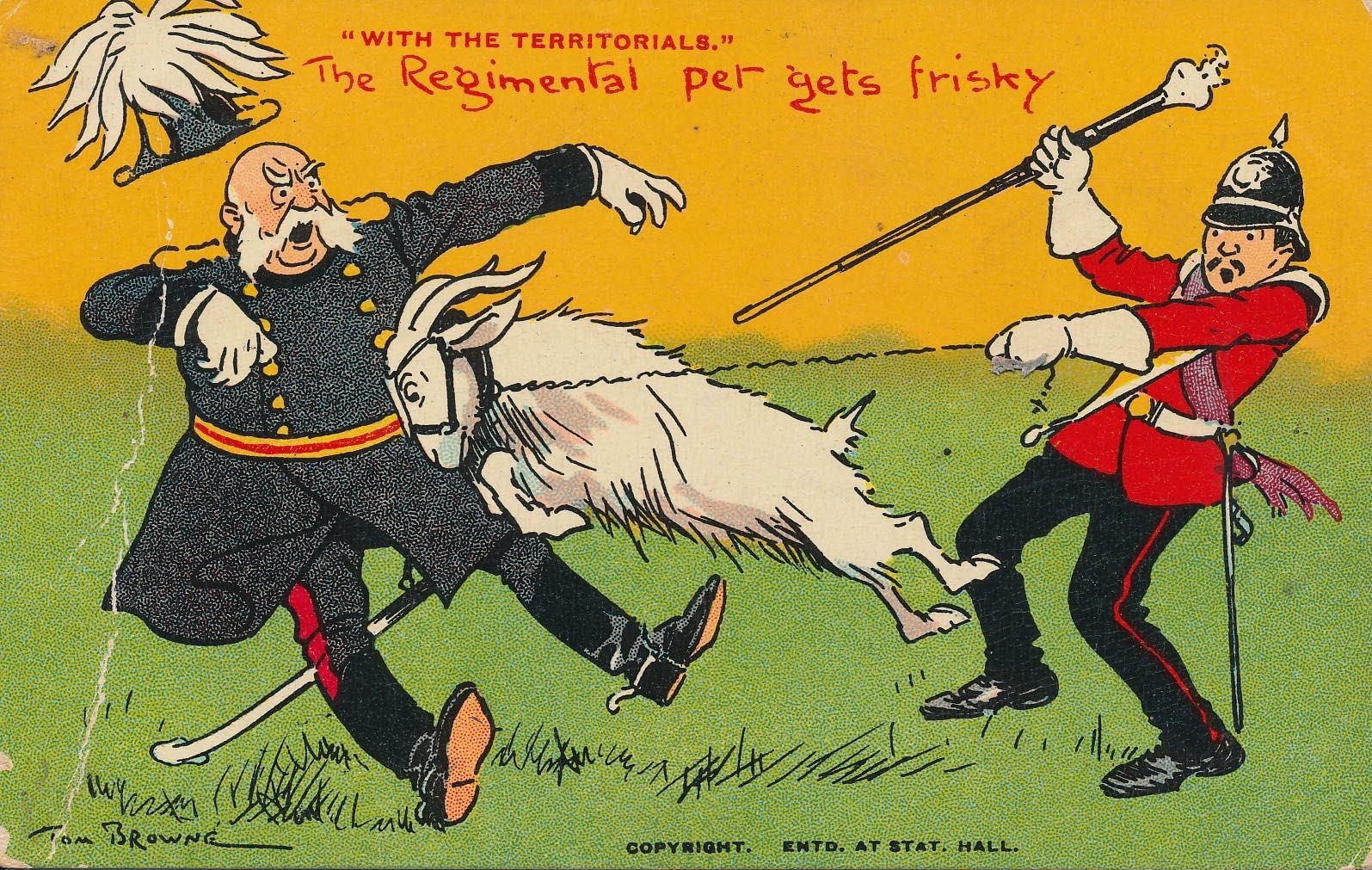 With the Territorials - The regimental pet gets frisky