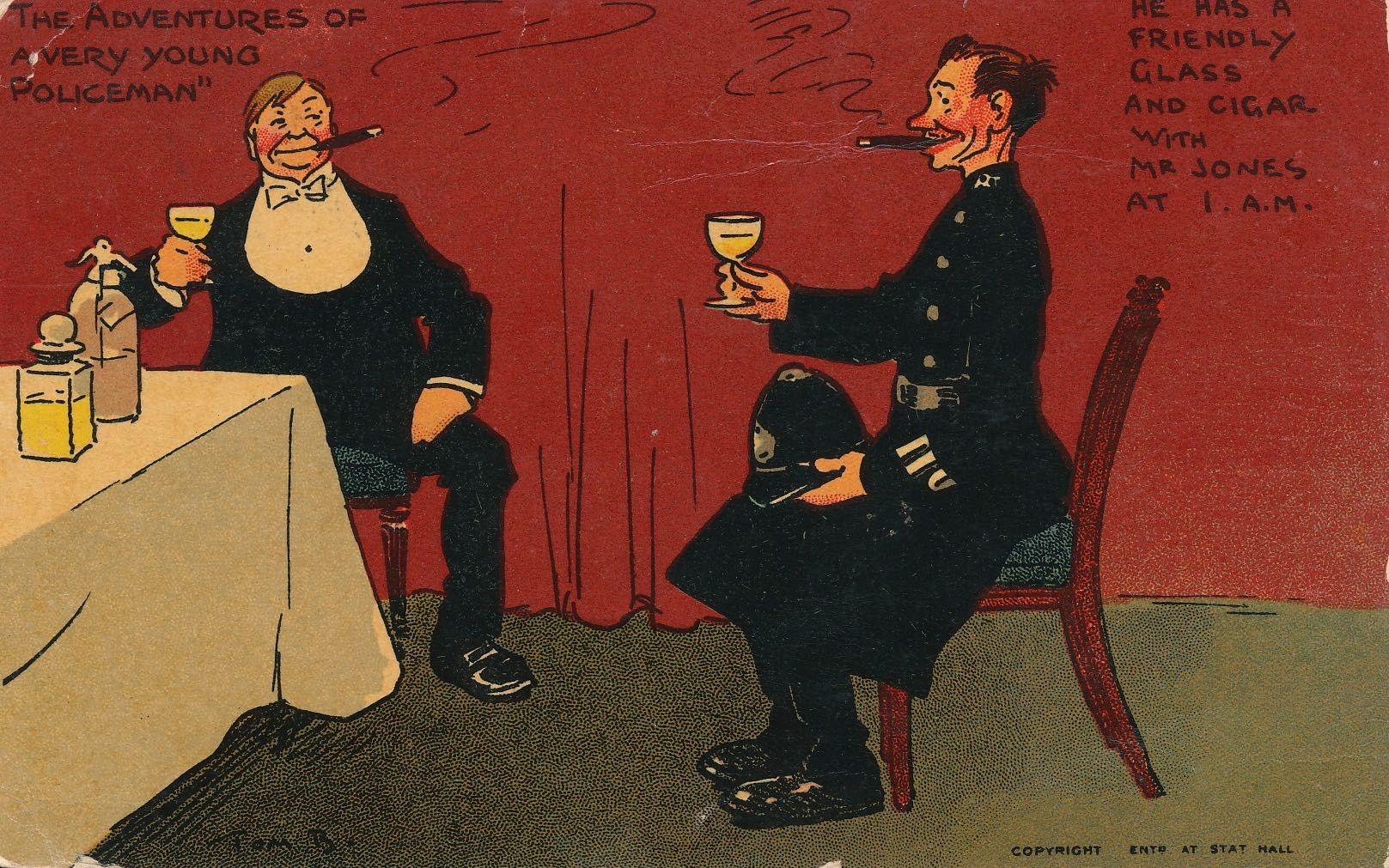 Adventures of a young policeman - He has a friendly glass and cigar with Mr Jones