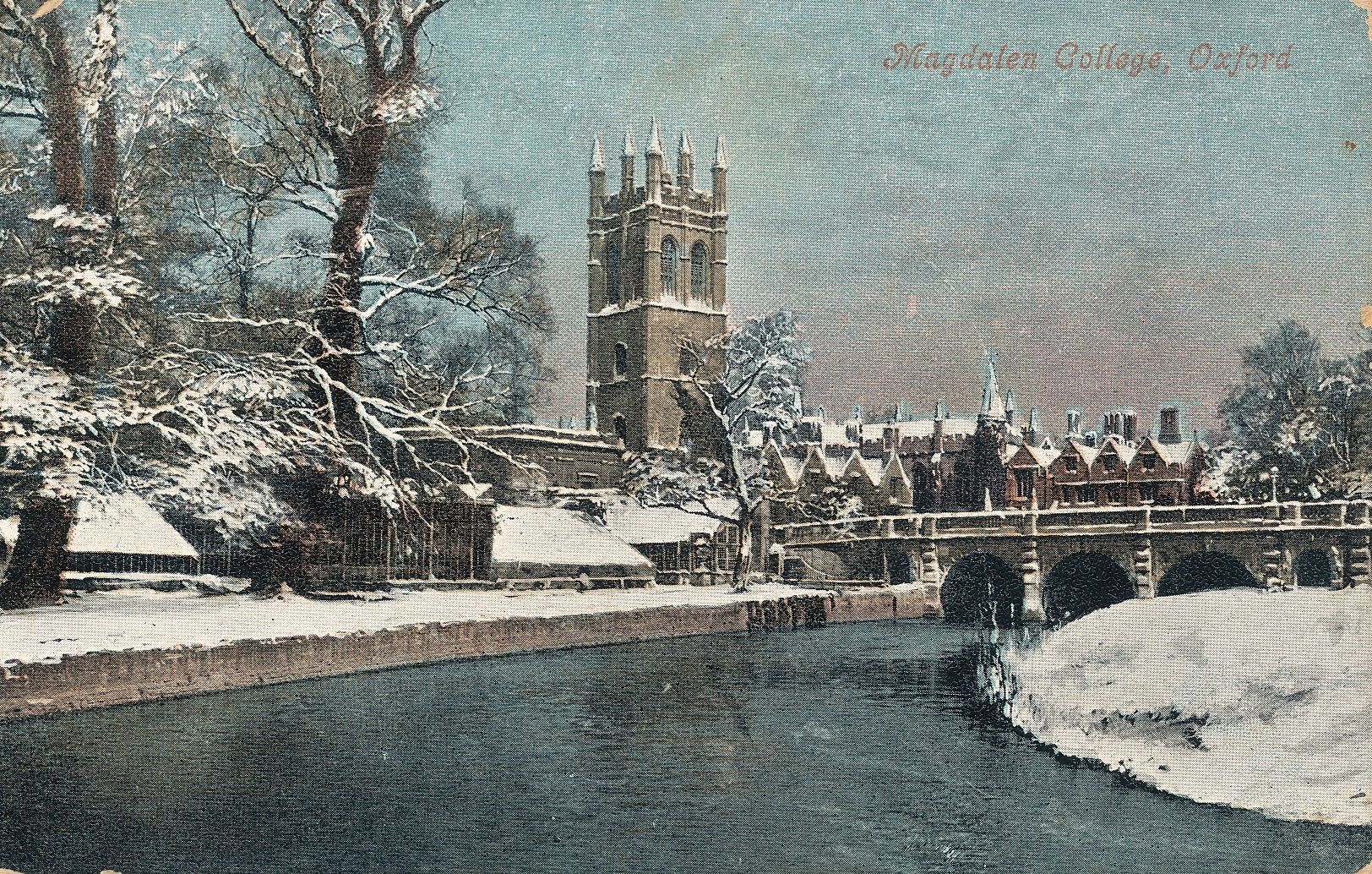 Magdalen College & Bridge in Winter