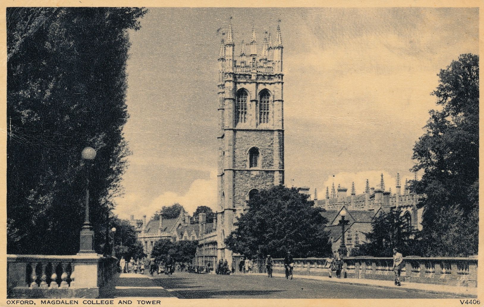 Magdalen Tower from the Bridge c 1940s